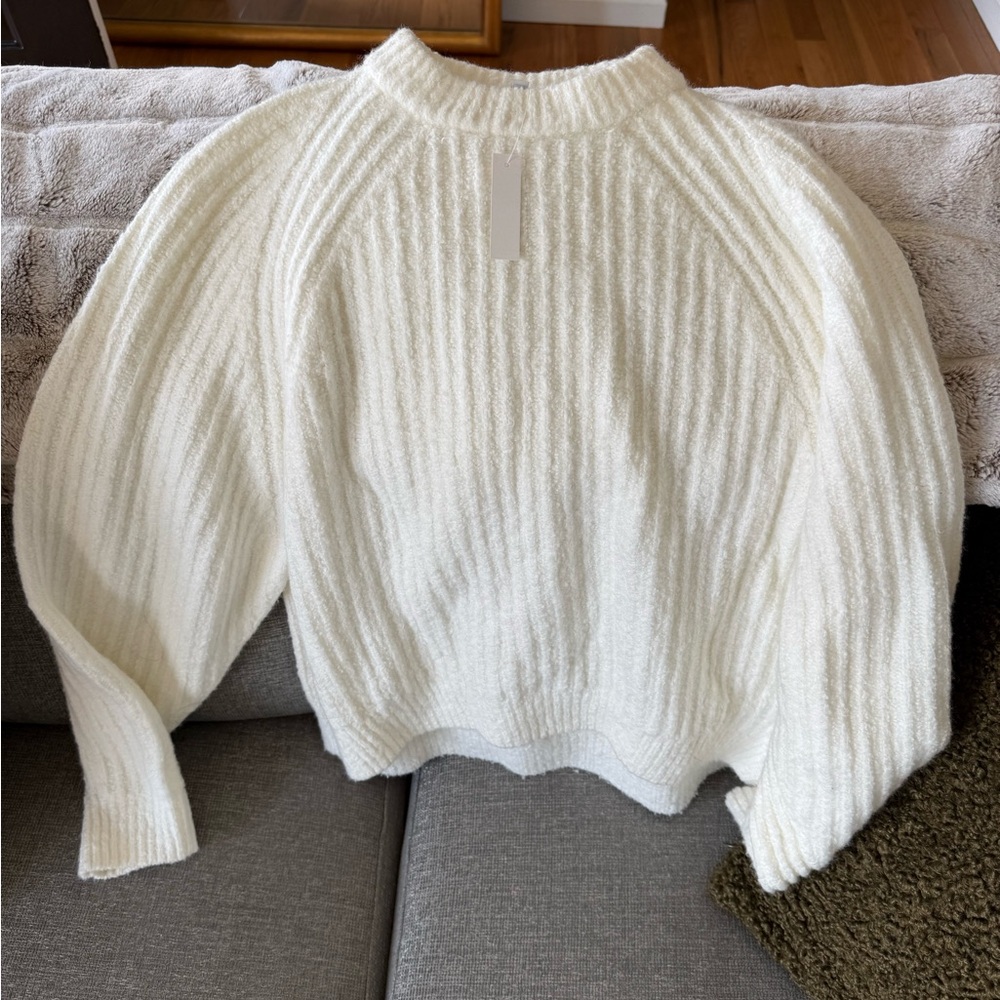 Madewell Cream Ribbed Turtleneck Sweater